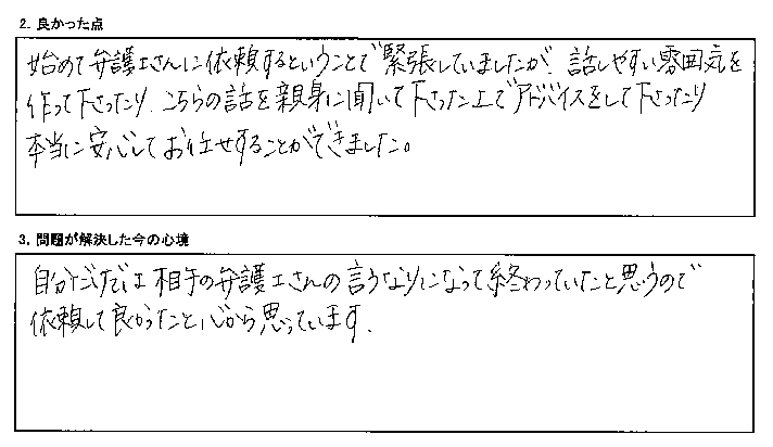 相手の弁護士の言いなりになっていたところでした